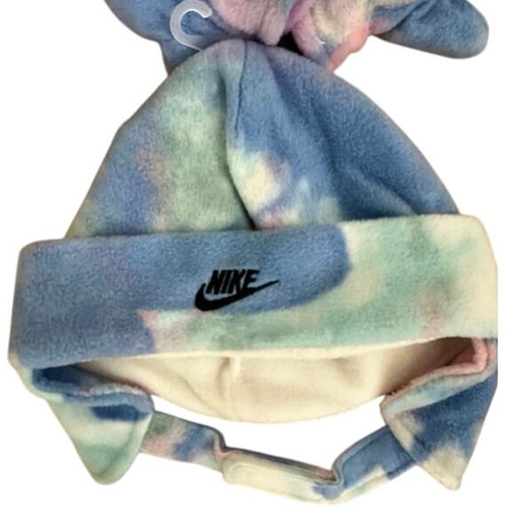 Nike Futura Fleece Trapper Hat & Mittens Set Blue Purple Green 2T-4T New - Picture 2 of 4